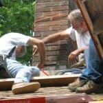 These guys spent several days getting the area around the chimney just right.