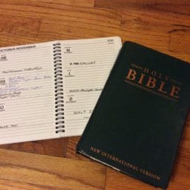 My Bible and date book. One brings freedom, the other enslaves - if I let it.