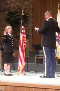 My daughter repeating the Army oath.