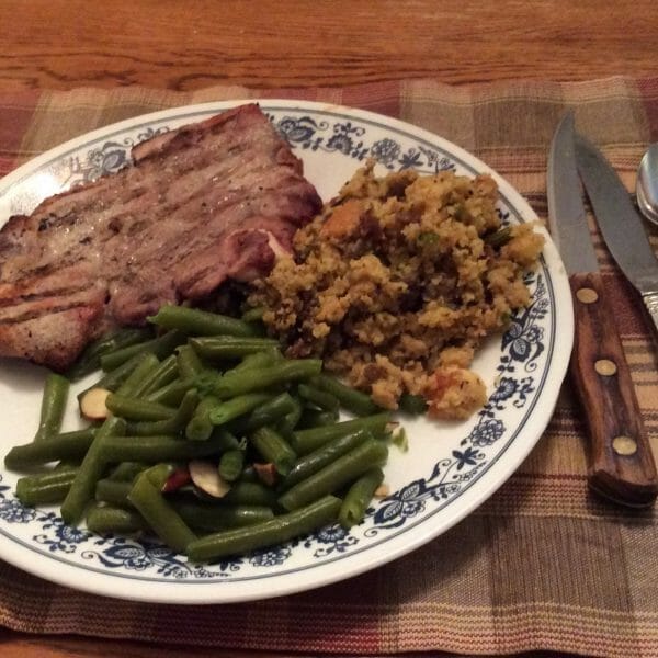 Cornbread dressing - perfect with prok chops and green beans almondine