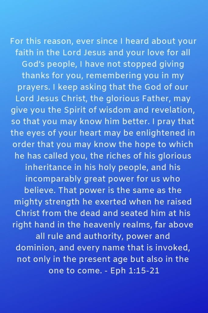 Text of Ephesians 1:15-22