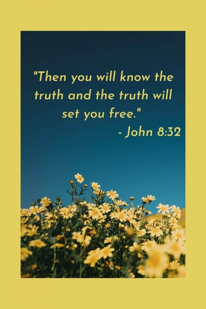 Then you will know the truth and the truth will set you free. - John 8:32
