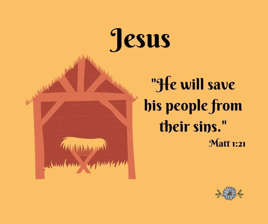Jesus: He will save his people from their sin. (Matthew 1:21)