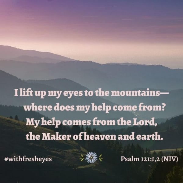"I lift up my eyes to the mountains—where does my help come from? My help comes from the LORD, the Maker of heaven and earth." - Psalm 121:1,2 (NIV)