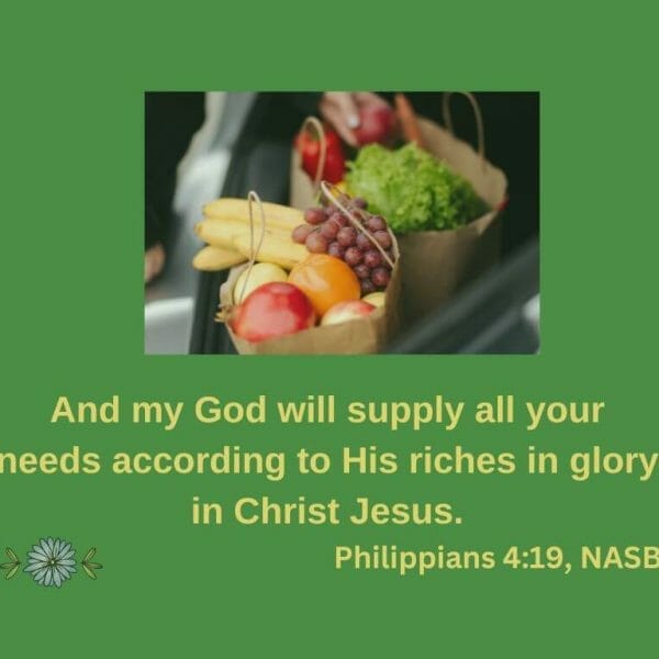 And my God will supply all your needs according to His riches in Christ Jesus - Philippians 4:19 NASB