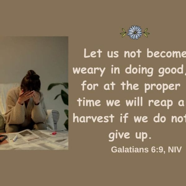 "Let us not become weary in doing good for at the proper time we will reap a harvest if we do not give up." - Galatians 6:9