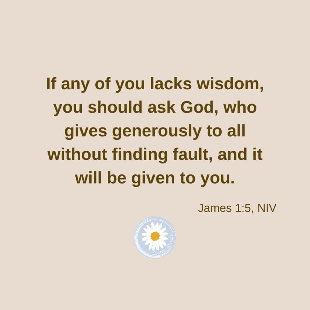 If any of you lacks wisdom, you should ask God, who gives generously to all without finding fault, and it will be given to you. - James 1:5